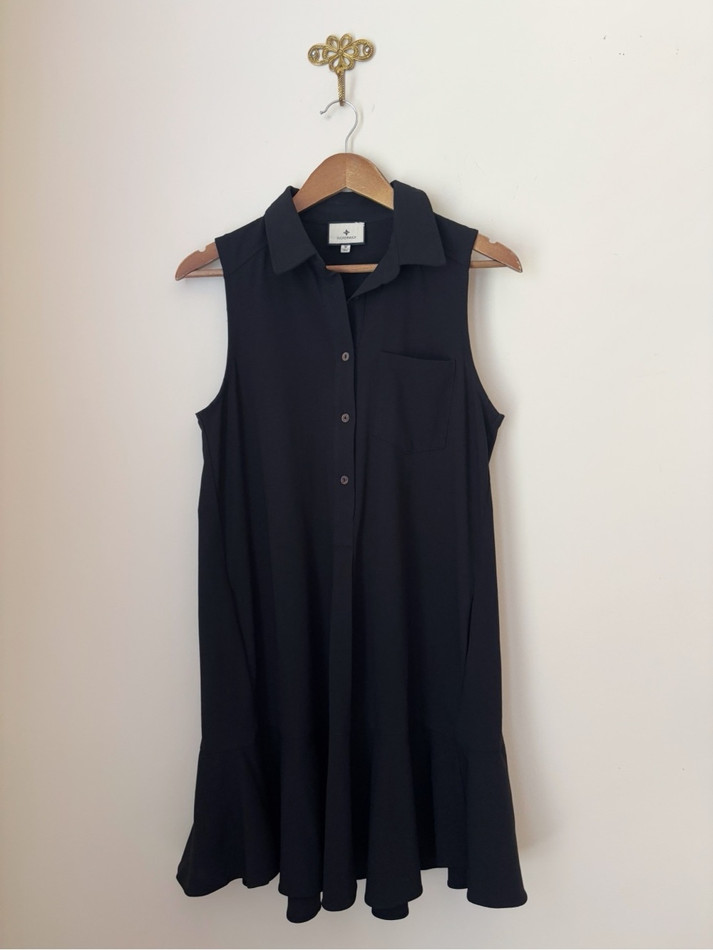 Tuckernuck Black Crepe Sleeveless Callahan Shirt Dress Medium